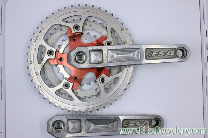 Vintage FSA Afterburner Crankset: Forged & CNC, Silver/Red, 175mm