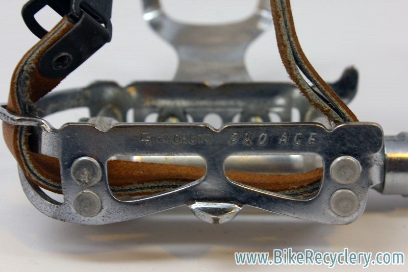 Kyokuto Pro Ace Pedals: L Christophe Clips, Leather Straps - Bike