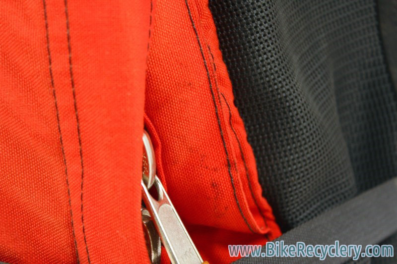 Vintage Robert Beckman Panniers: Red/Black, 5-Hook & Strap System, Rain Covers, Used (pair)