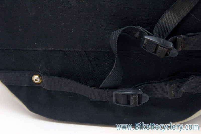 Vintage Robert Beckman Panniers: Red/Black, 5-Hook & Strap System, Rain Covers, Used (pair)