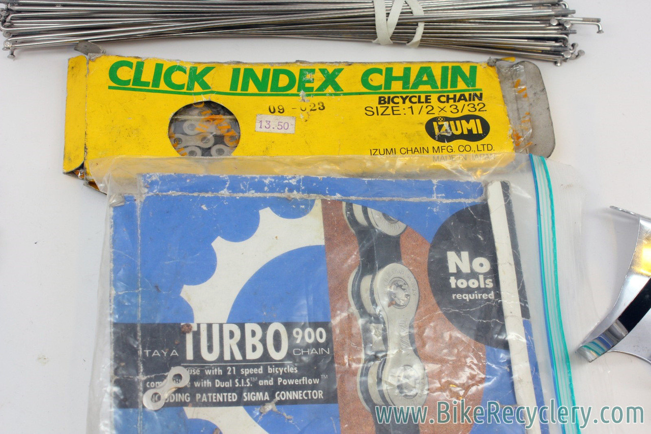 Vintage Road Bike Parts Lot Chains, SPD PDA525 Road Pedals, XL