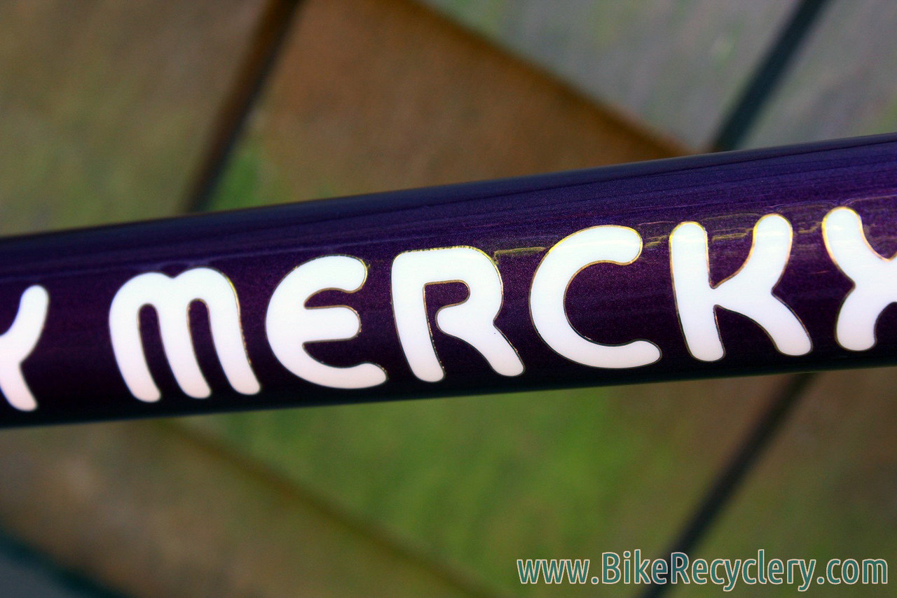 1985 Eddy Merckx Professional Frame / Fork: 60cm (58.5cm Top Tube), Purple & White Cycle Art Paint, 130mm Spacing