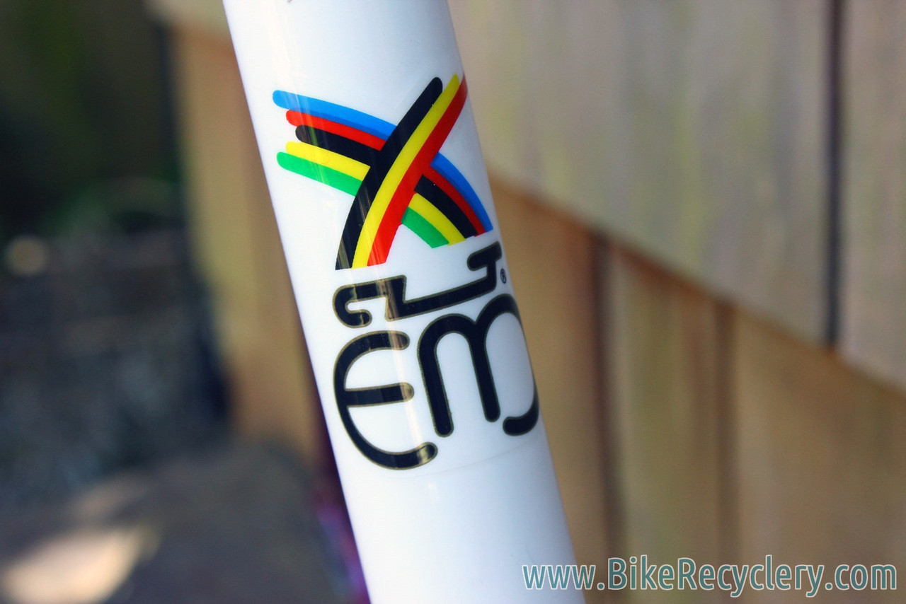 1985 Eddy Merckx Professional Frame / Fork: 60cm (58.5cm Top Tube), Purple & White Cycle Art Paint, 130mm Spacing
