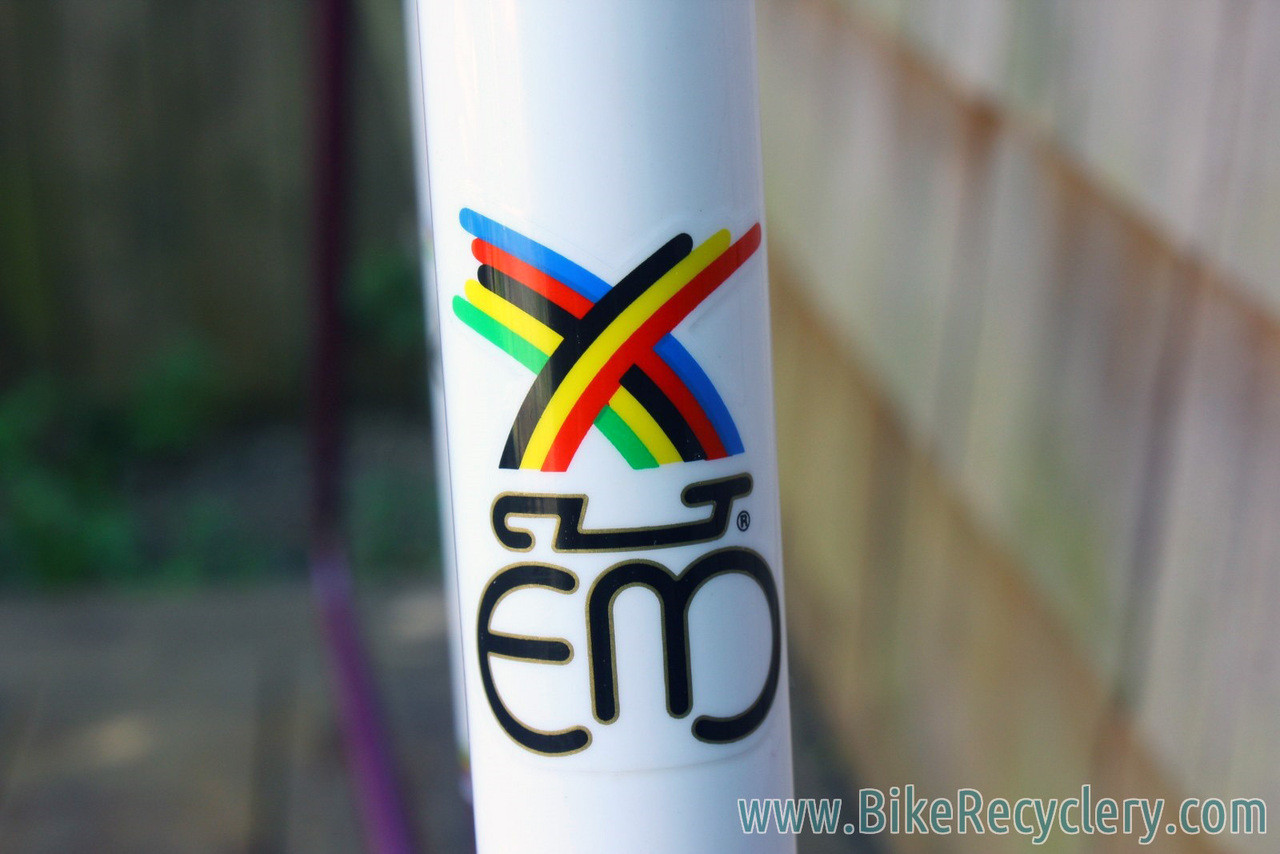 1985 Eddy Merckx Professional Frame / Fork: 60cm (58.5cm Top Tube), Purple & White Cycle Art Paint, 130mm Spacing
