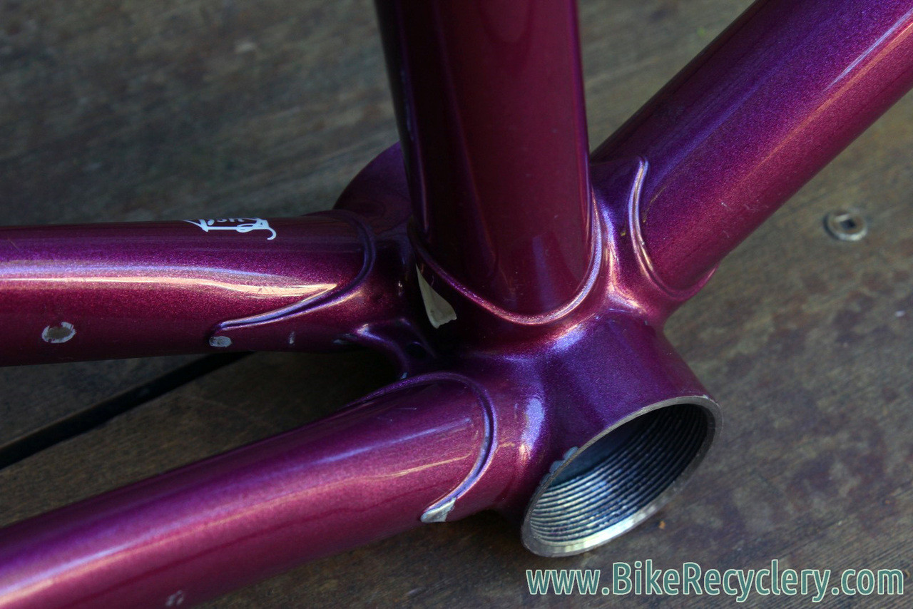 1985 Eddy Merckx Professional Frame / Fork: 60cm (58.5cm Top Tube), Purple & White Cycle Art Paint, 130mm Spacing