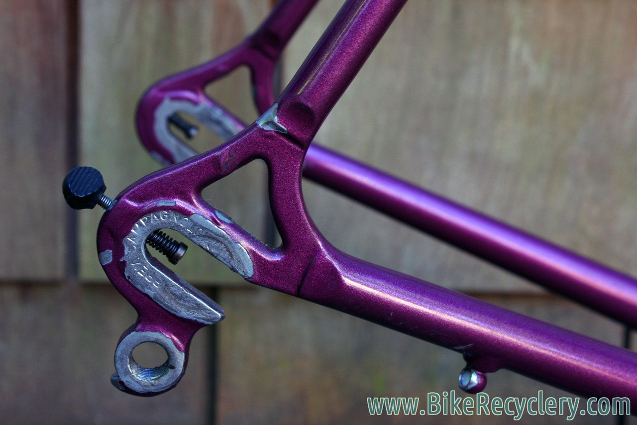1985 Eddy Merckx Professional Frame / Fork: 60cm (58.5cm Top Tube), Purple & White Cycle Art Paint, 130mm Spacing