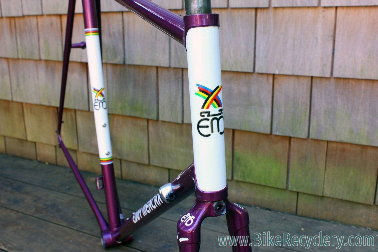 1985 Eddy Merckx Professional Frame / Fork: 60cm (58.5cm Top Tube), Purple & White Cycle Art Paint, 130mm Spacing