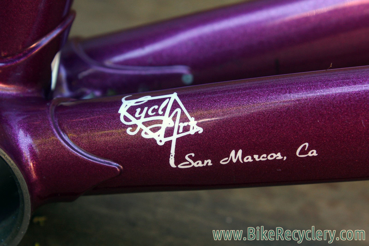 1985 Eddy Merckx Professional Frame / Fork: 60cm (58.5cm Top Tube), Purple & White Cycle Art Paint, 130mm Spacing