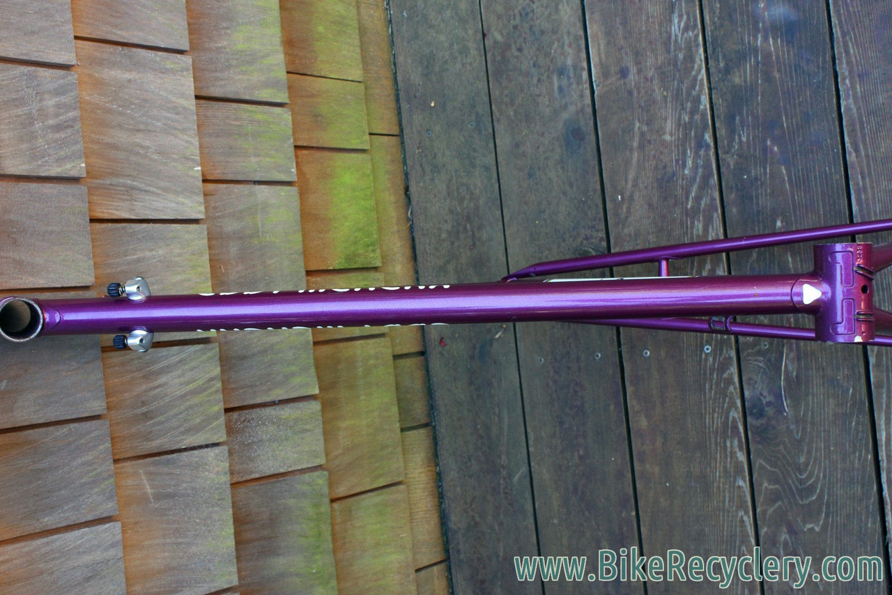1985 Eddy Merckx Professional Frame / Fork: 60cm (58.5cm Top Tube), Purple & White Cycle Art Paint, 130mm Spacing