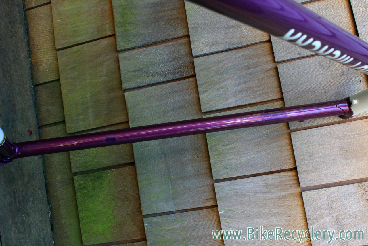 1985 Eddy Merckx Professional Frame / Fork: 60cm (58.5cm Top Tube), Purple & White Cycle Art Paint, 130mm Spacing