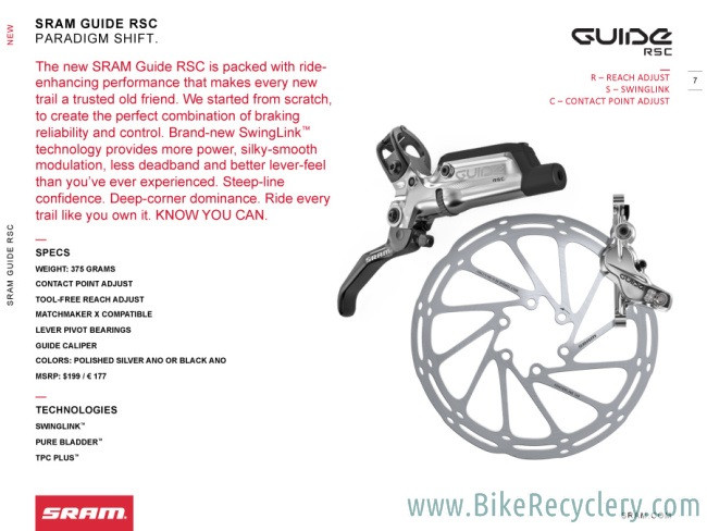 SRAM Guide RSC 4-Piston Disc Brakeset: Black, Front & Rear, Pre-Bled, Retail Packaging NEW