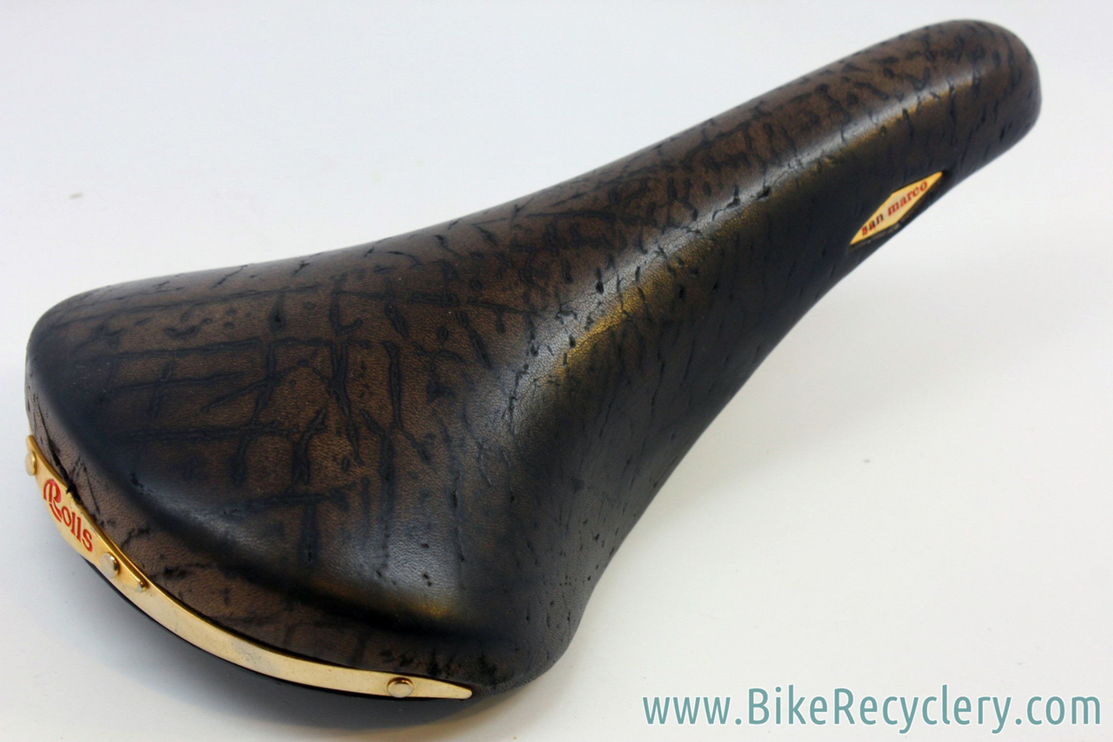 Beter bereiden Gewoon doen Vintage San Marco Rolls Saddle: Brown Textured Leather - Brass Rails -  Limited Edition - 1994 - NM - Bike Recyclery