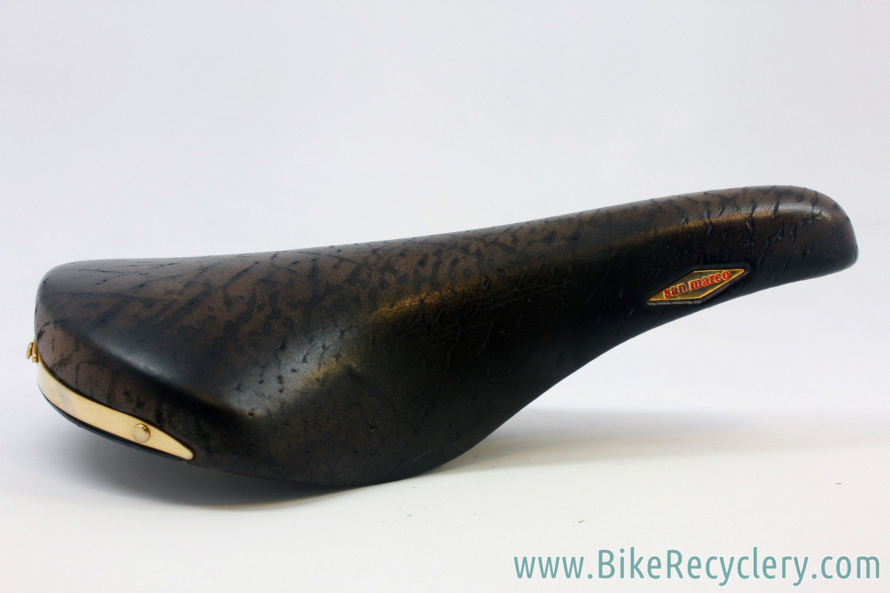 Vintage San Marco Rolls Saddle: Brown Textured Leather - Brass