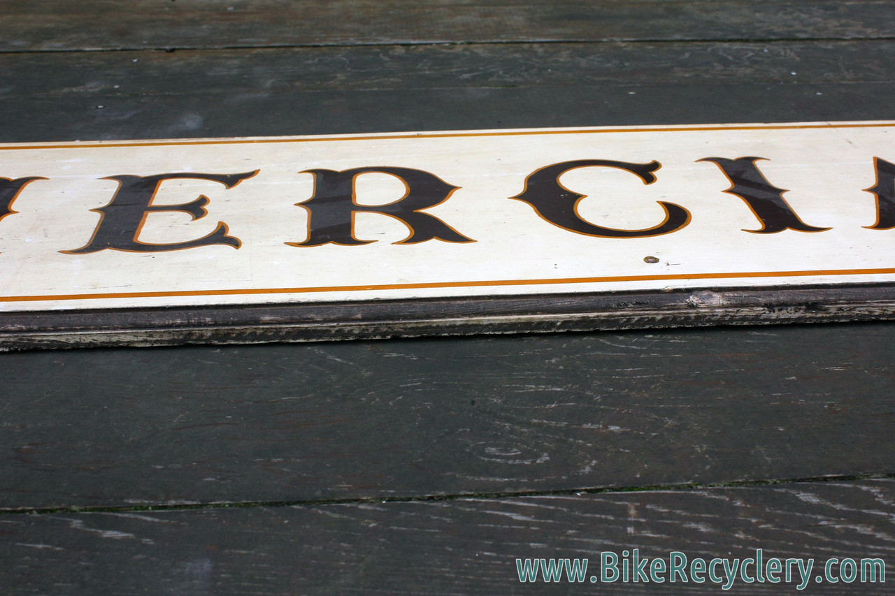 Mercian Wooden Sign: Handpainted - 1960's/1970's Vintage - Patina - British Bicycle Shop Memorabilia - 42x7"