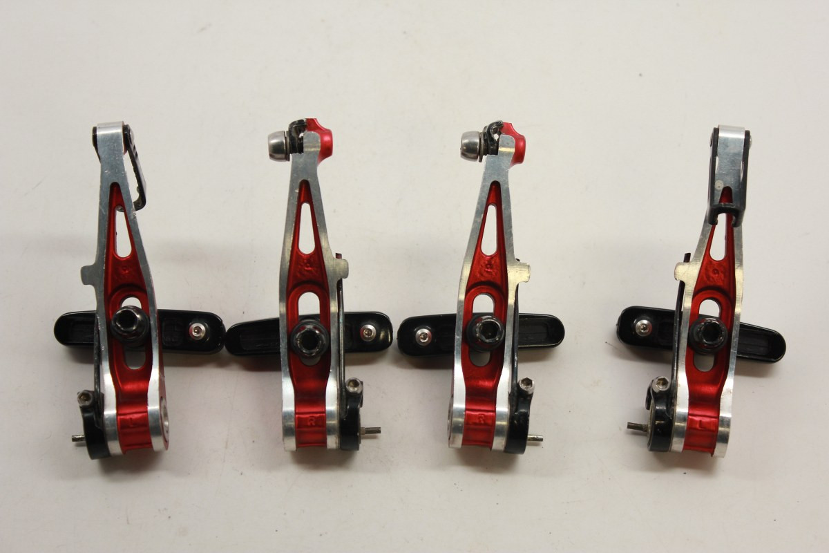 TRP CX-9 V Brakeset: CNC Titanium, Red, Cyclocross - Bike Recyclery