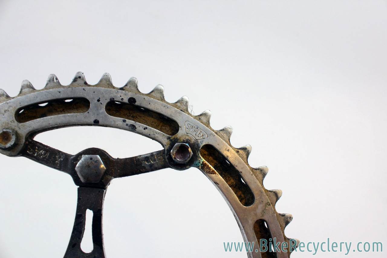 Magistroni Senor 3-Arm Crankset: Cottered - Simplex 50/47t Half Step - 170mm - Chrome - 1950's?