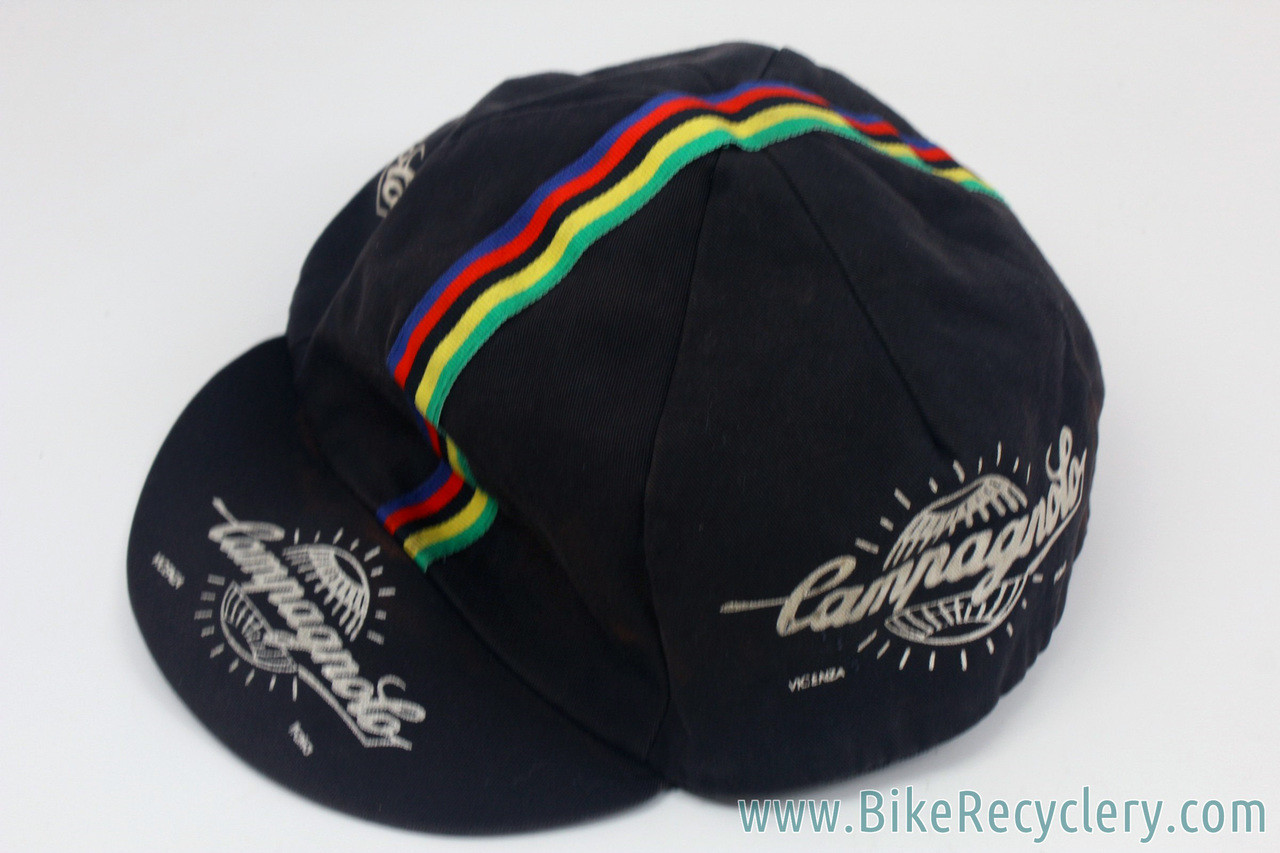 Campagnolo Cycling Cap Black World Champion Stripes Bike Recyclery