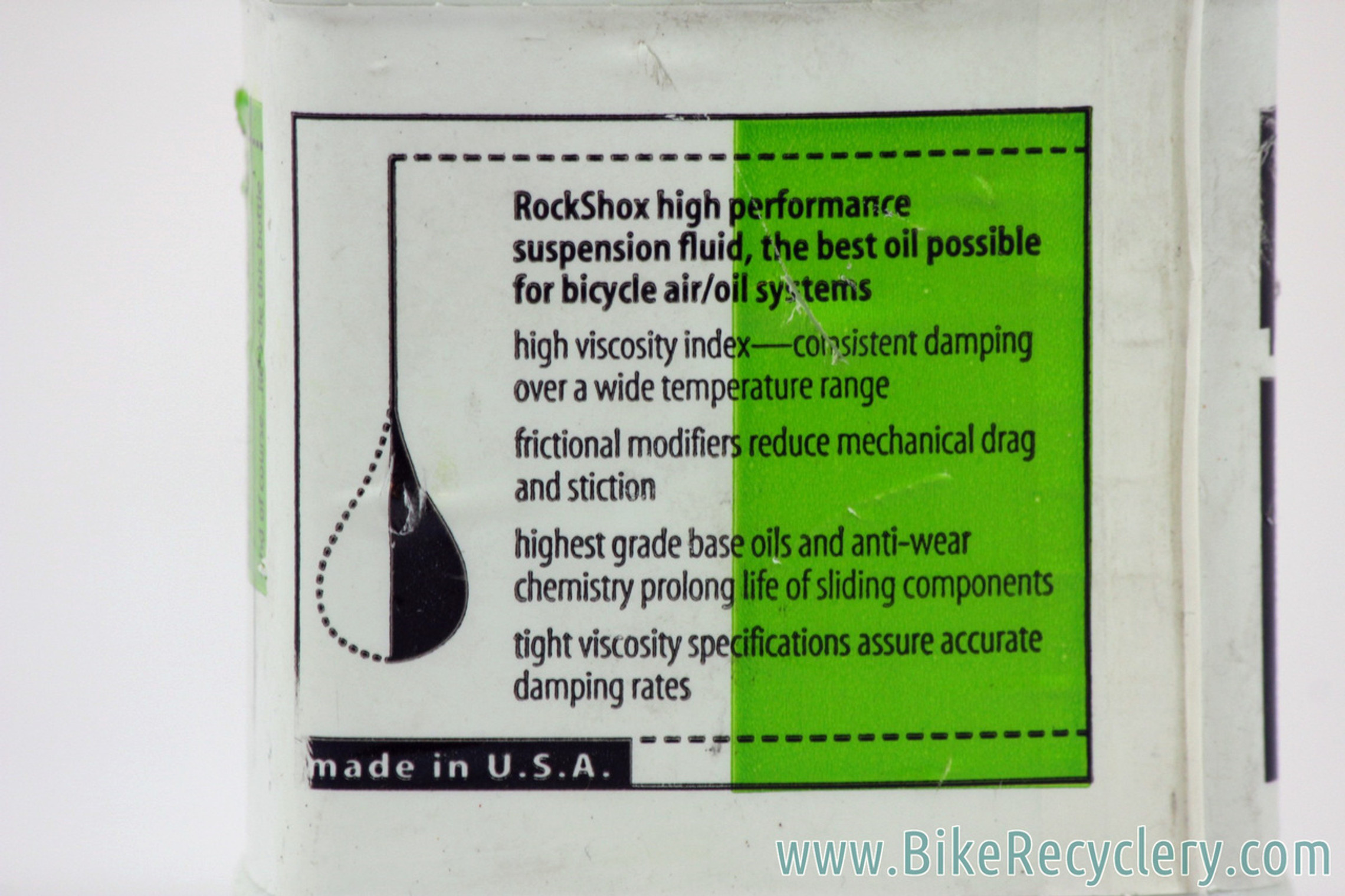 Retro Rockshox Suspension Fork Oil: 1990's - Made in USA - Green Label - 5wt - 8oz