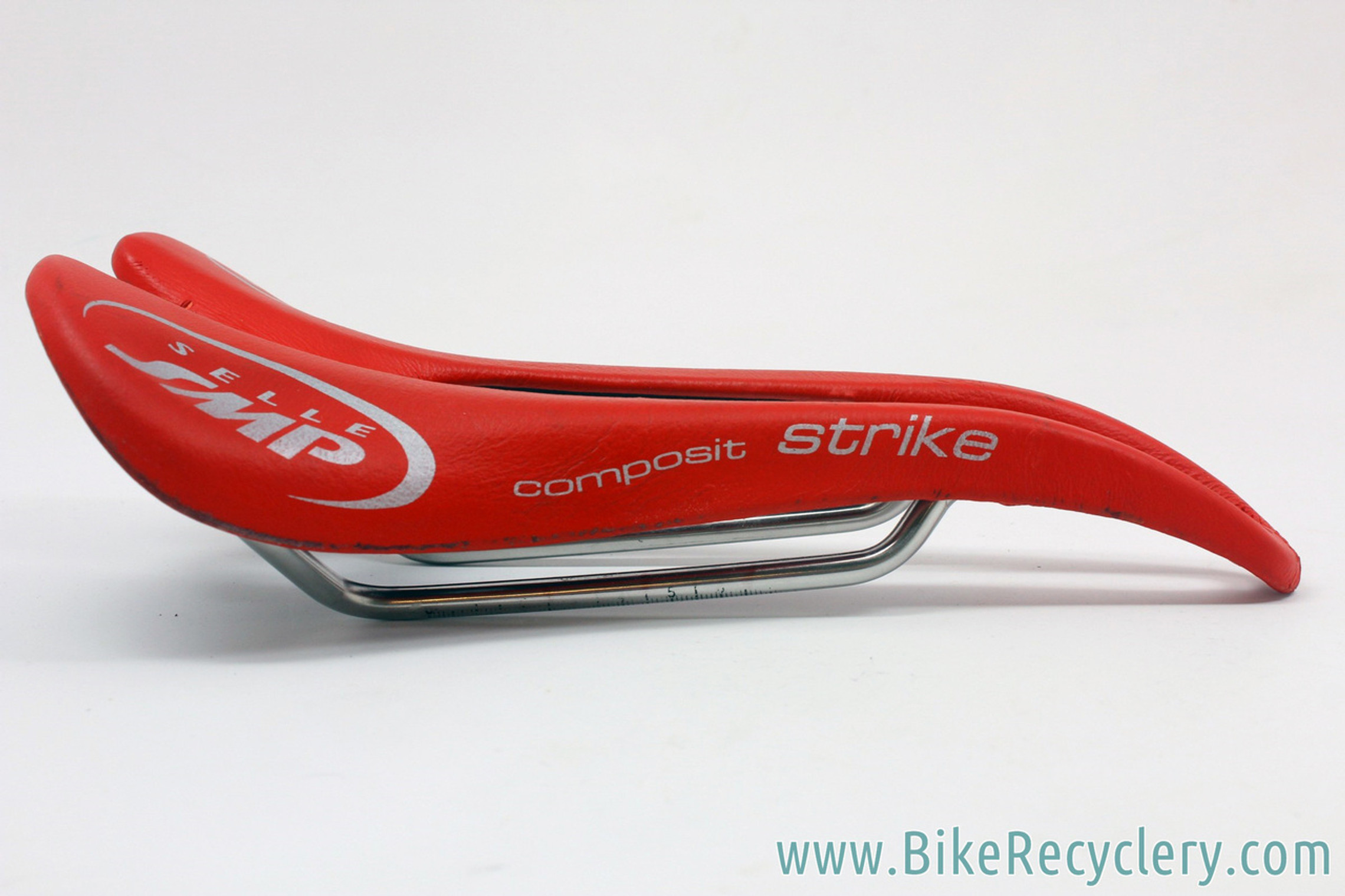 SMP Strike Composite Saddle: Huge Cutout - Red -Inox Rails - Bike