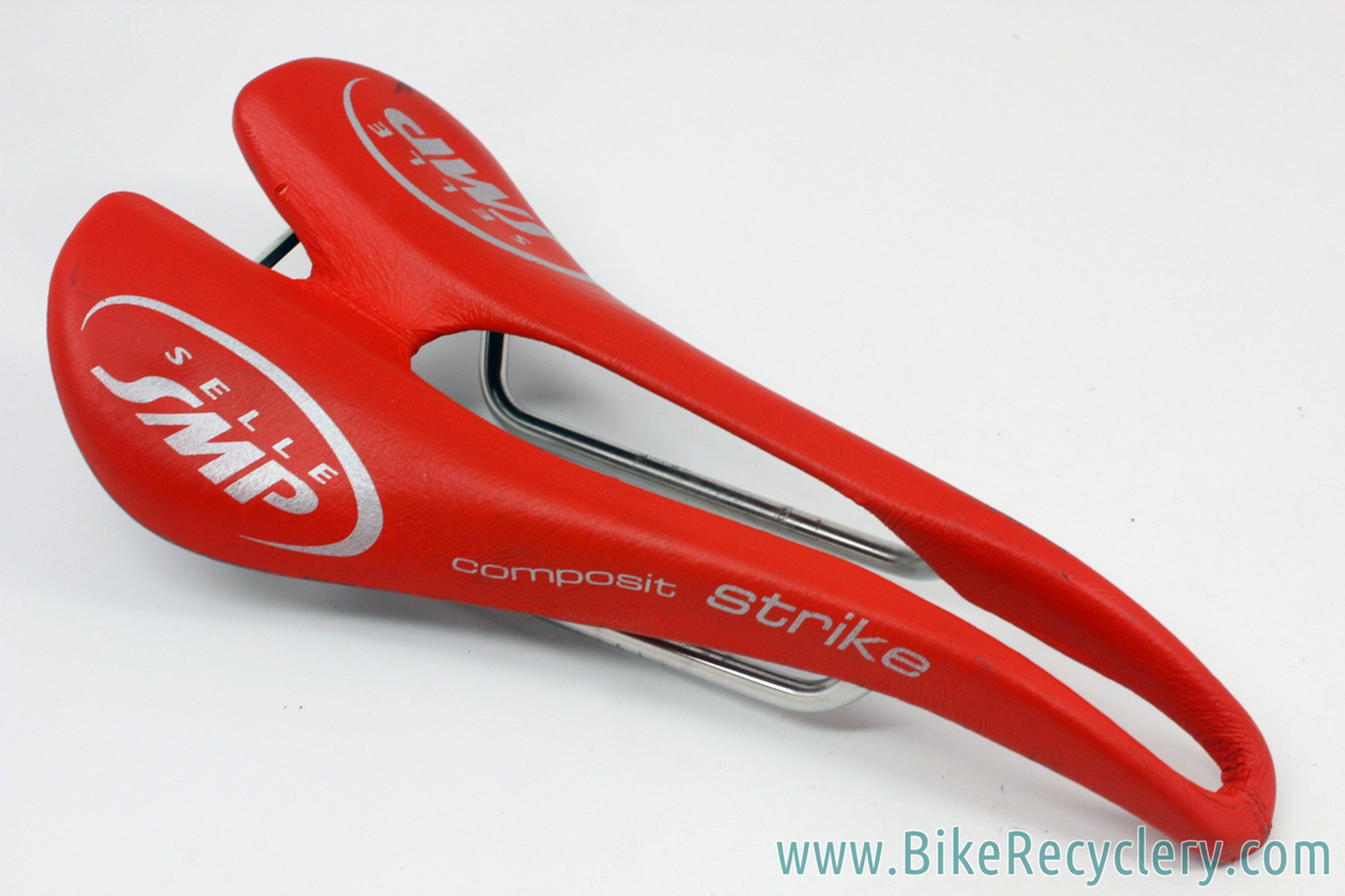 SMP Strike Composite Saddle: Huge Cutout - Red -Inox Rails - Bike