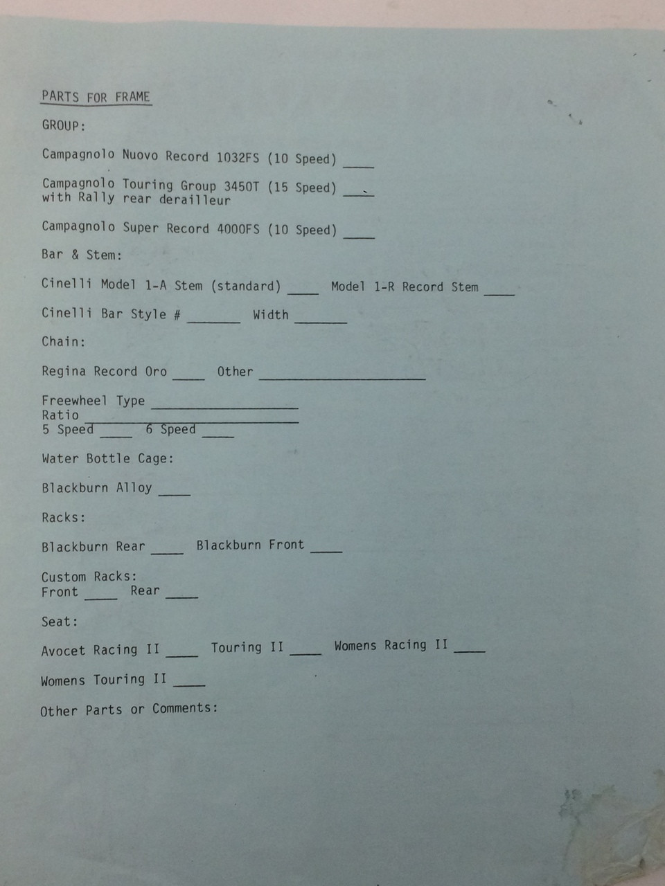 1982 Bruce Gordon Custom Frame / Fork: 51cm x 48cm - Columbus SL - Fastback Stays - All Documents
