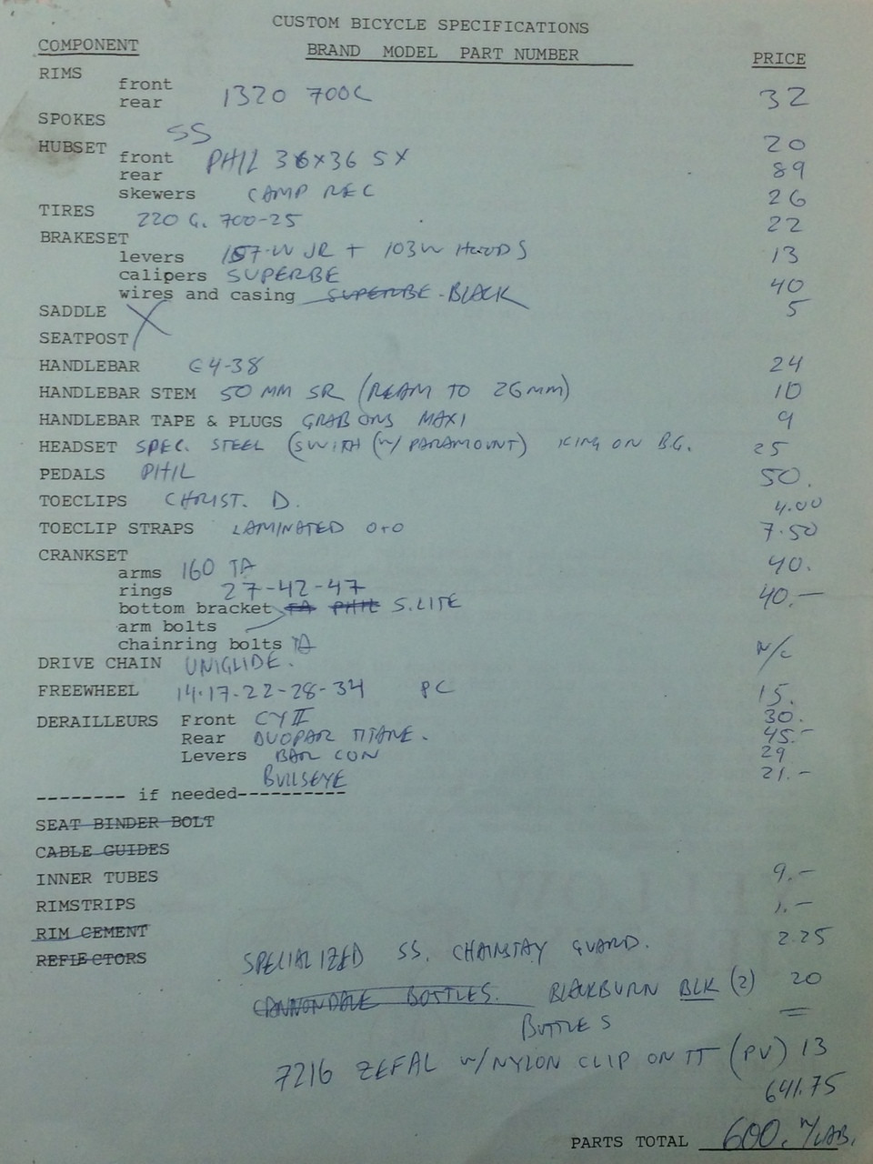 1982 Bruce Gordon Custom Frame / Fork: 51cm x 48cm - Columbus SL - Fastback Stays - All Documents