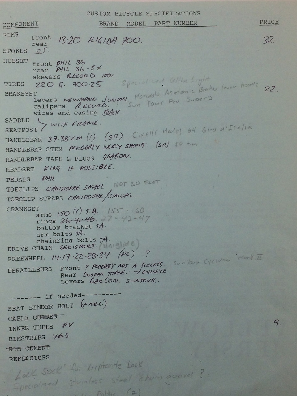 1982 Bruce Gordon Custom Frame / Fork: 51cm x 48cm - Columbus SL - Fastback Stays - All Documents