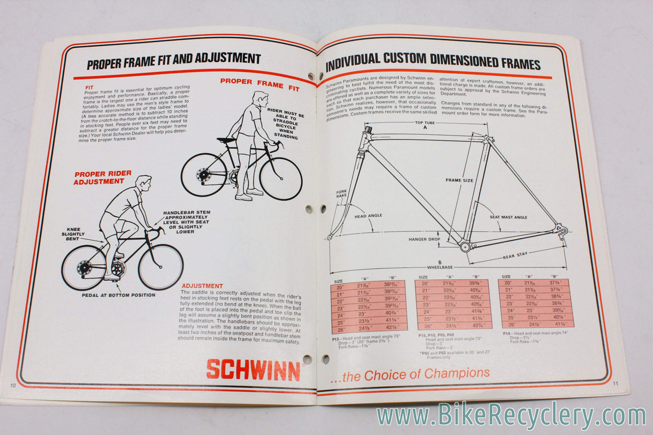 1975 Schwinn Paramount Specifications Catalog 11p Full Color Rare