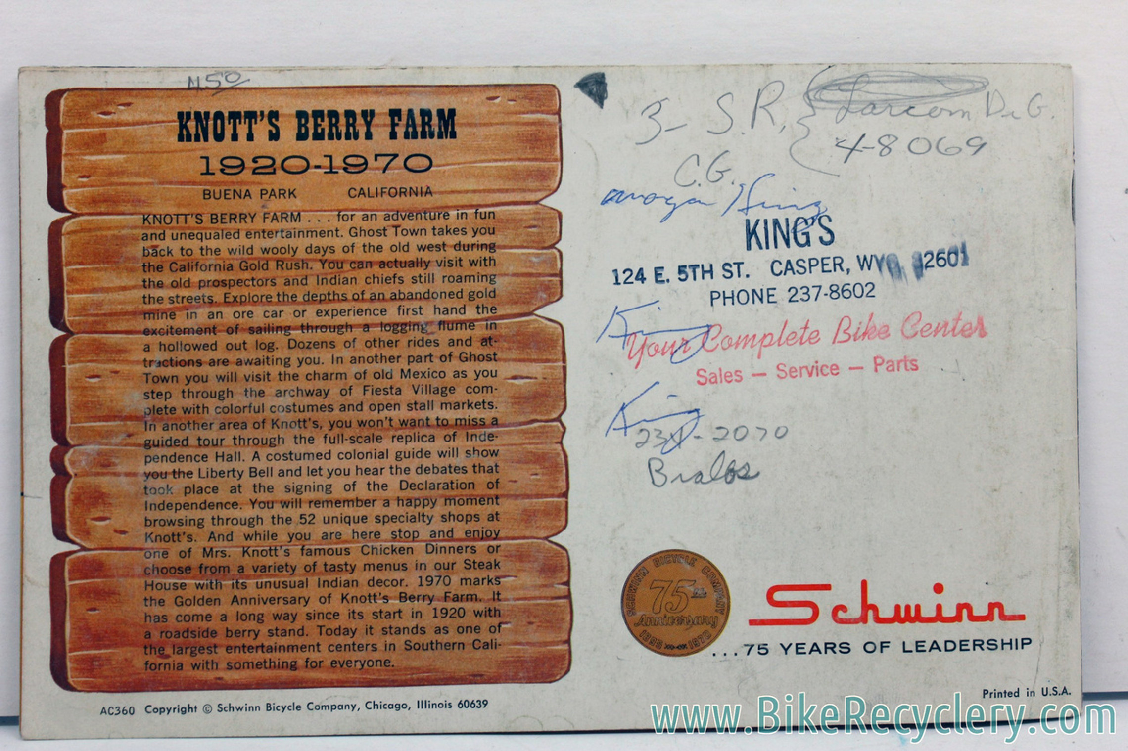 1970 Schwinn Consumer Catalog / Brochure 75th Anniversary Diamond