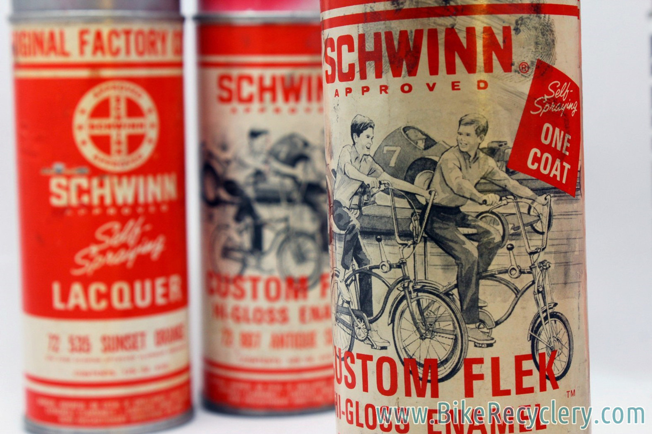 Schwinn Spray Paint Cans LOT 35ct NOS Sunset Orange Chrome Chestnut. 13oz 4oz Lacquer Hi Gloss Enamel 1960 s 1970 s Bike Recyclery