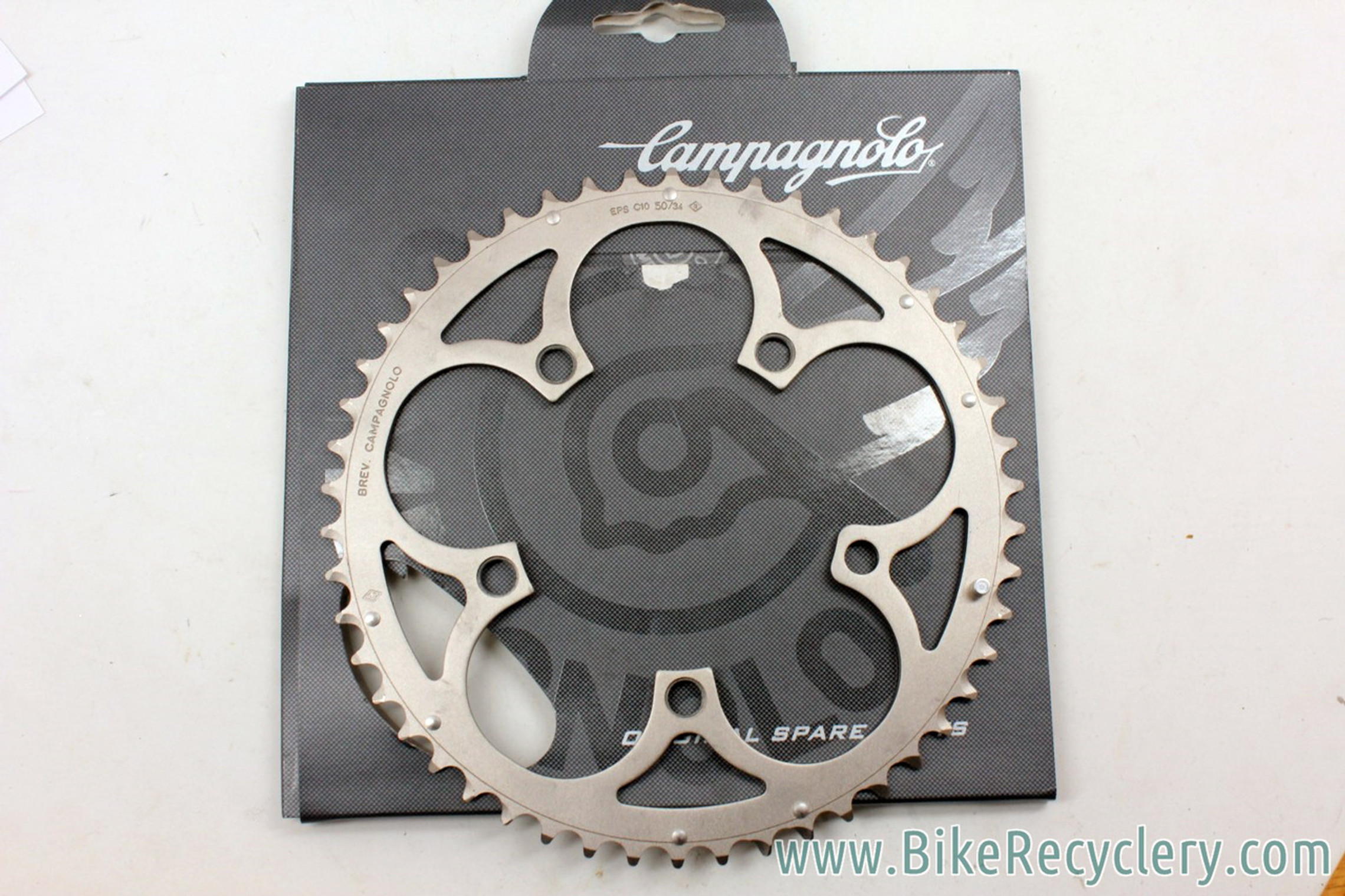 50/34T Campagnolo Rec/Chor 10X 110/135 PCD Compact FC-RE250 Chainring Silver 
