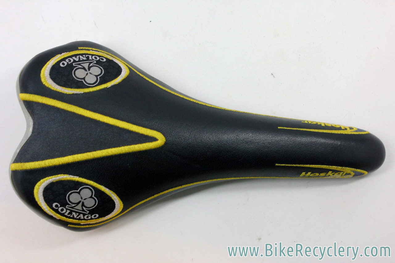 NOS Colnago Hoskar San Marco Era Embroidered Leather Saddle: Black
