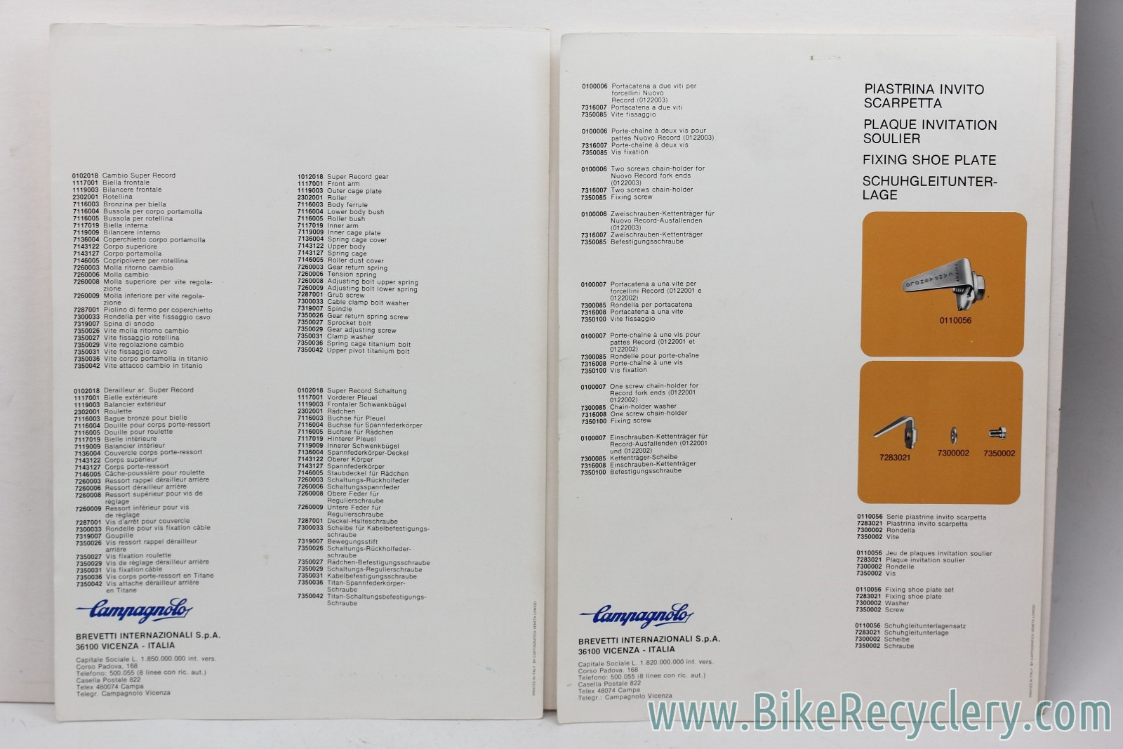 Campagnolo Catalog #17a 1978 Loose Pages for Wall Hanging Art: 8p