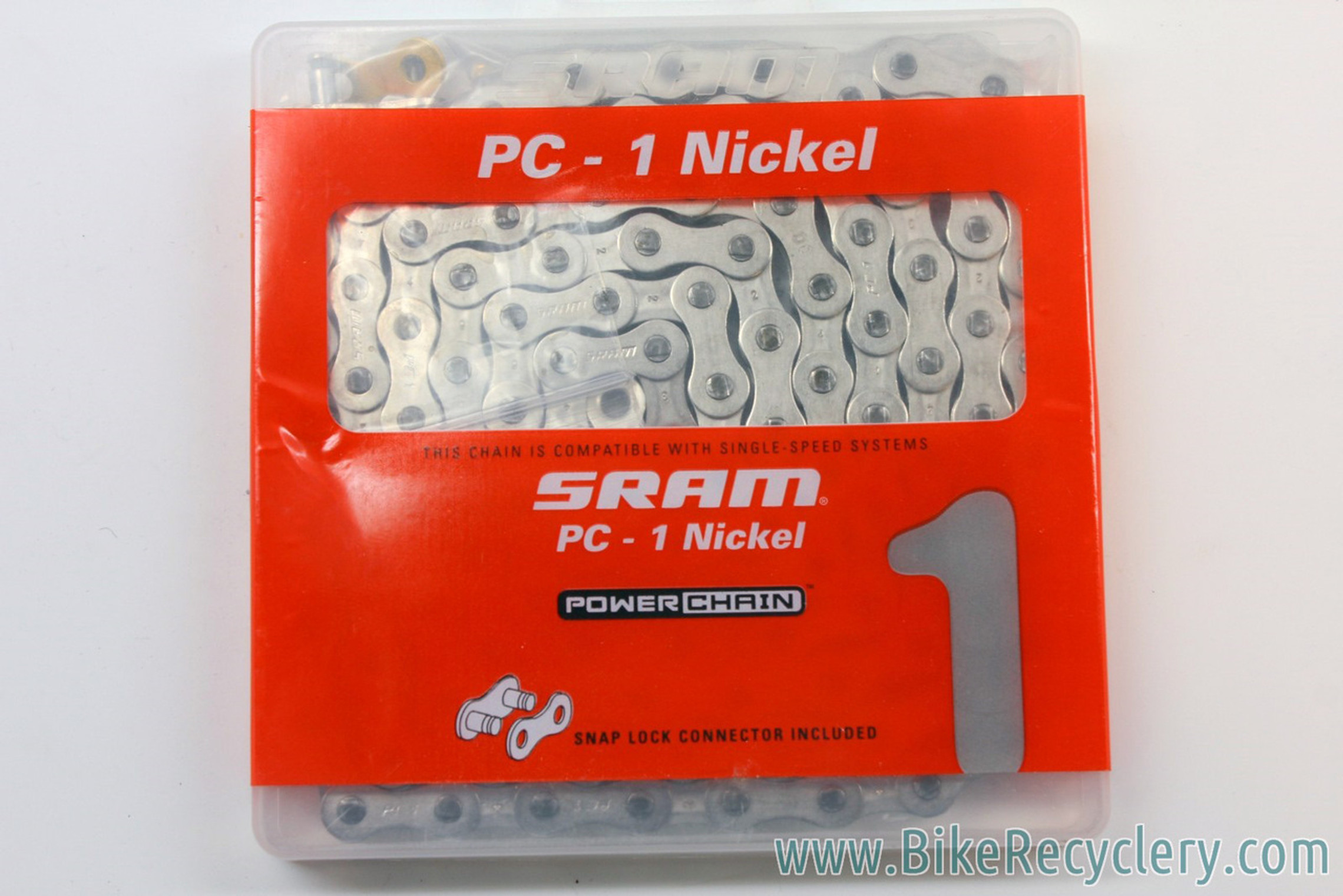Sram PC1 Singlespeed Chain 1/8" Silver/Nickel SnapLock Connecter