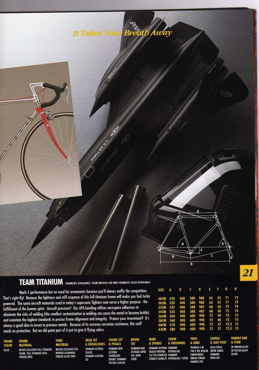 1991 Miyata Team Tianium Road Bike: 54cm, Campagnolo Nuovo Record 1991 Miyata Team Tianium Road Bike: 54cm, Campagnolo Nuovo Record