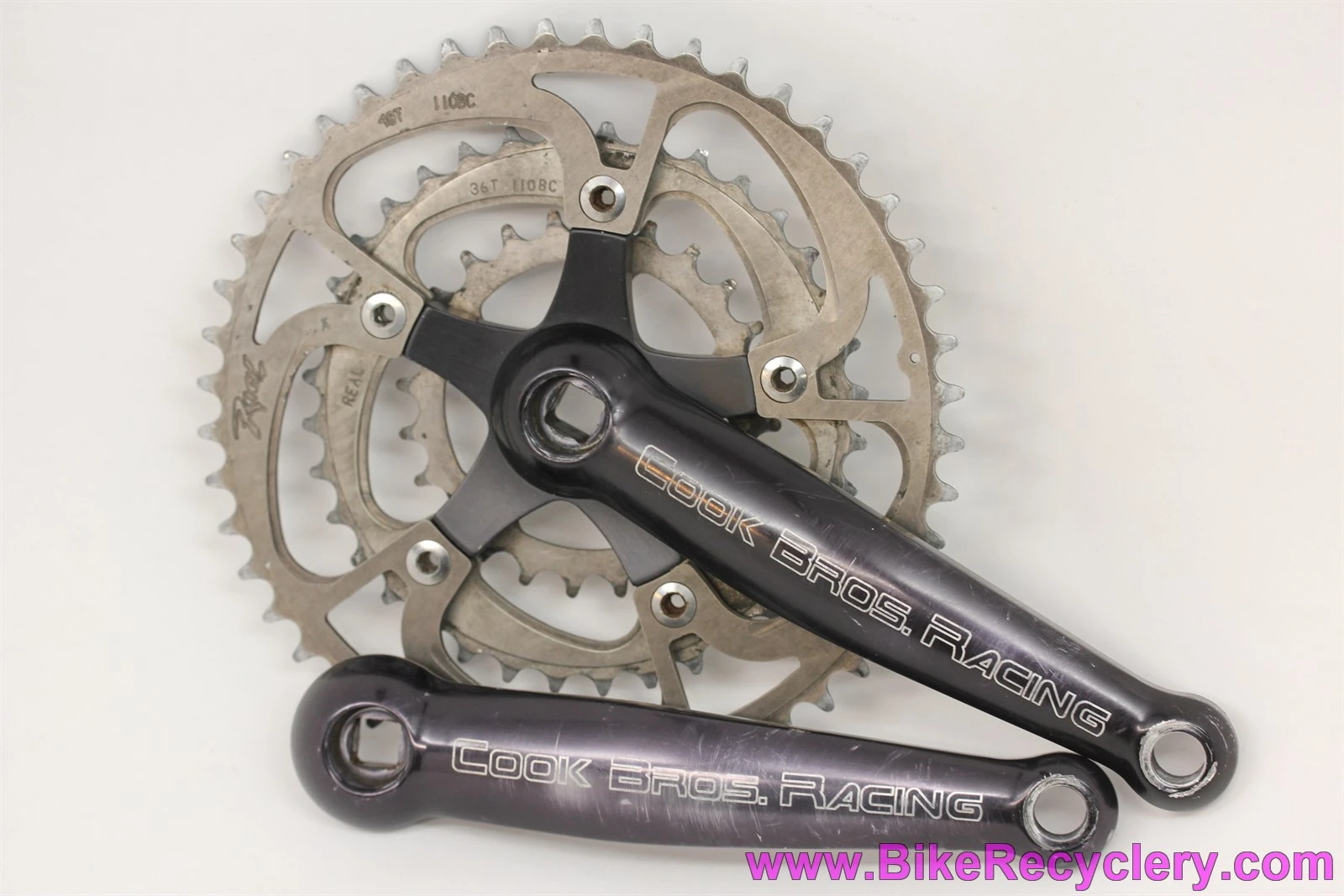 Cook Brothers F-Type Crankset: 176mm x 48/36/24t - Black - Real ...