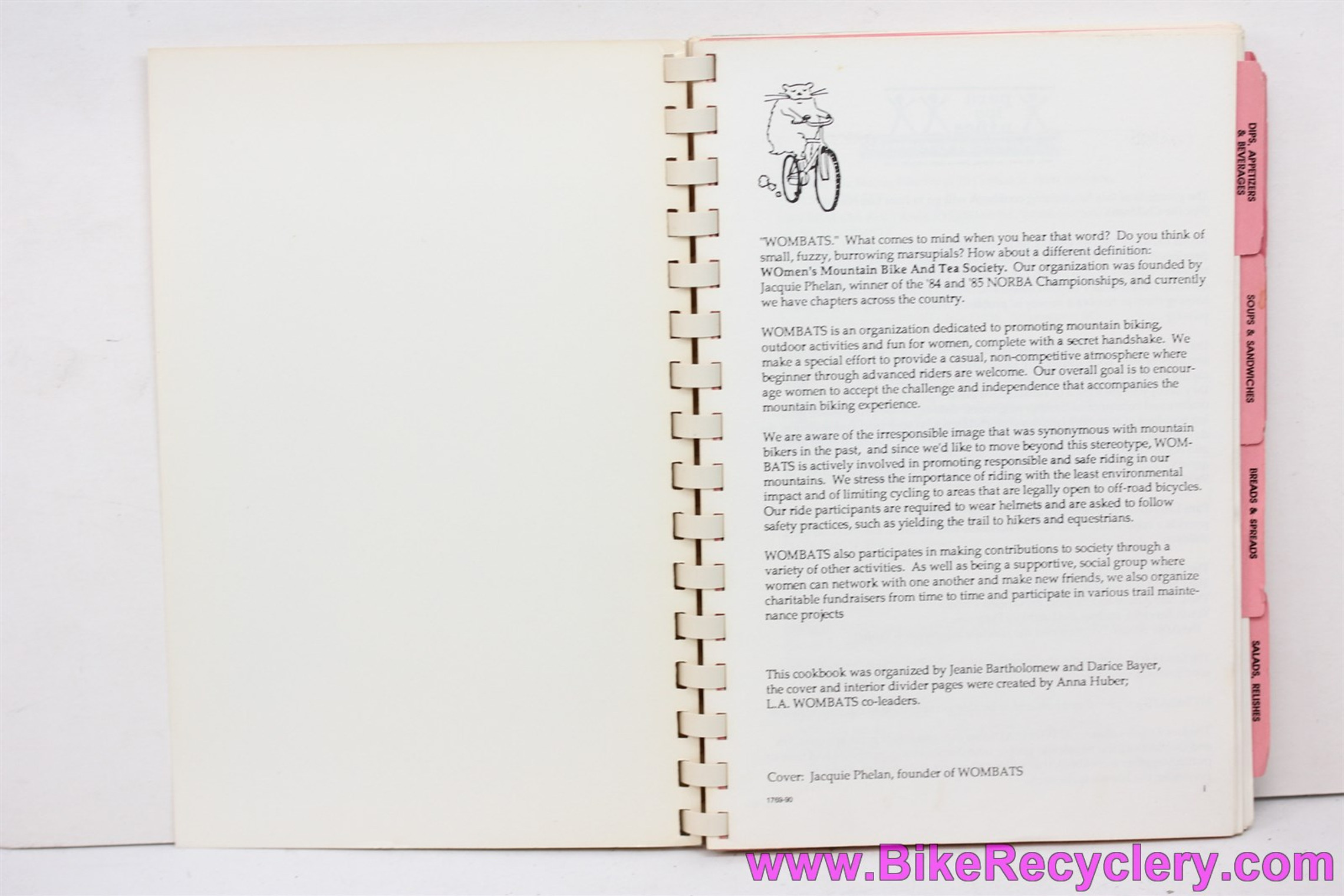 The One & Only WOMBATS Cookbook: Jacquie Phelan - Seriously RARE Piece of Mountain Bike History - 1990
