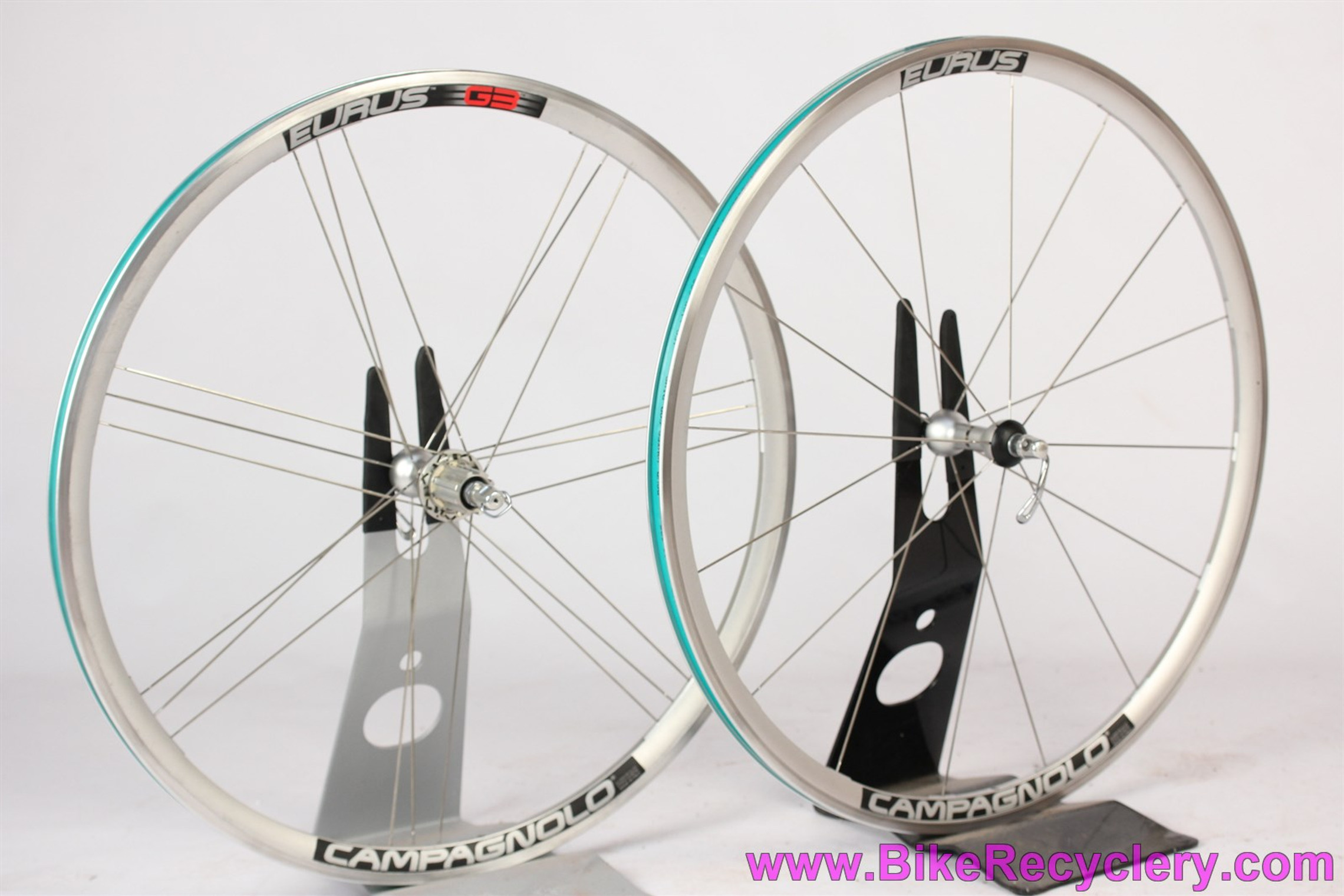 Campagnolo Eurus Wheelset: Clincher - - Silver - Campy 9/10/11s - Skewers (Near Almost New) - Bike Recyclery