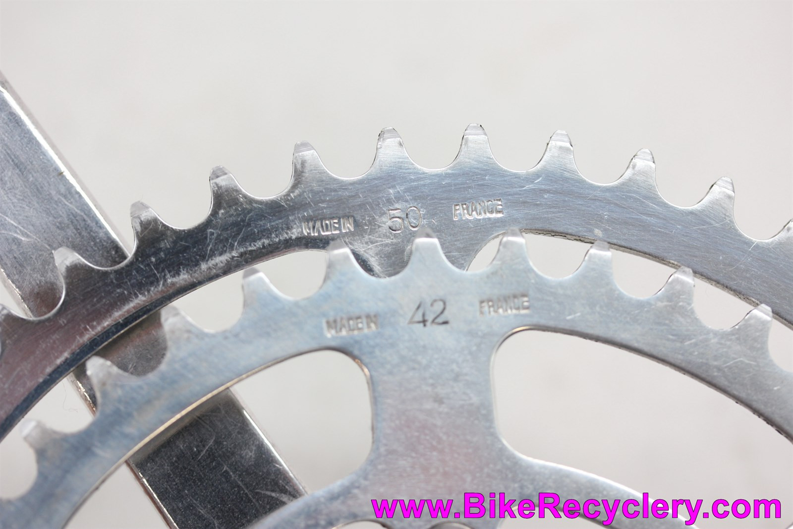 1950's Stronglight 49D Cyclotourist Crankset & 118mm Bottom Bracket: 170mm - 50/42t TA Chainrings - French Threads (Near Mint++)