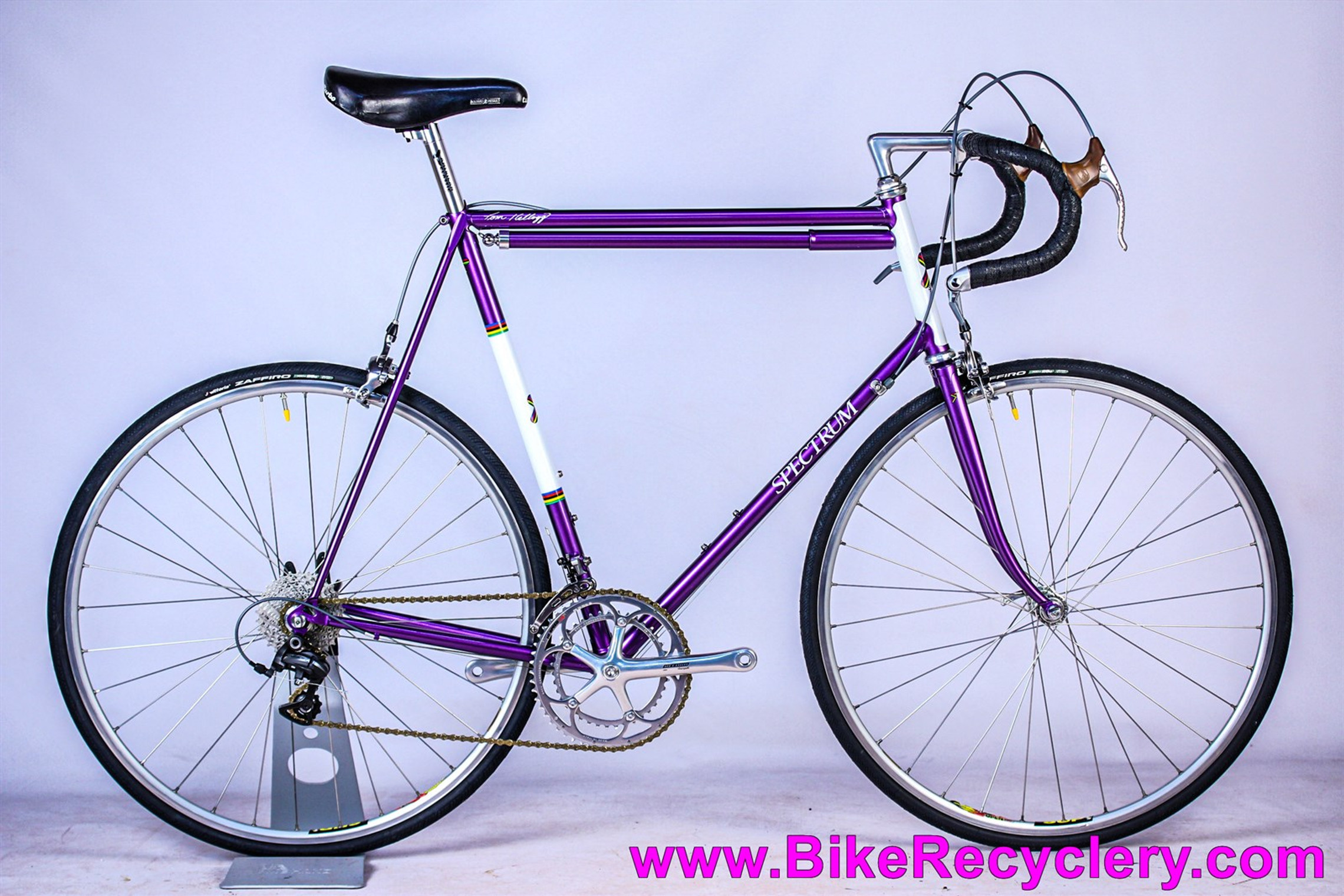 1992 Spectrum Cycles / Tom Kellogg Road Bike 64cm x 59cm - NEW Joe Bell Resto and NOS Parts - PURPLE and White - Record / DA 10sp - Henry James Dogbone 