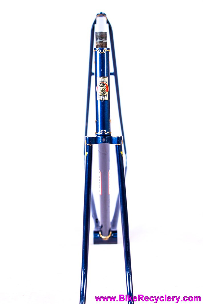 1960 Urago French Road Frame/Fork: 62cm x 59cm - Reynolds 531 Nervex Lugged Steel - Metallic Blue + Gold Pinstriping - Centerpull - 700c x Wide Tires