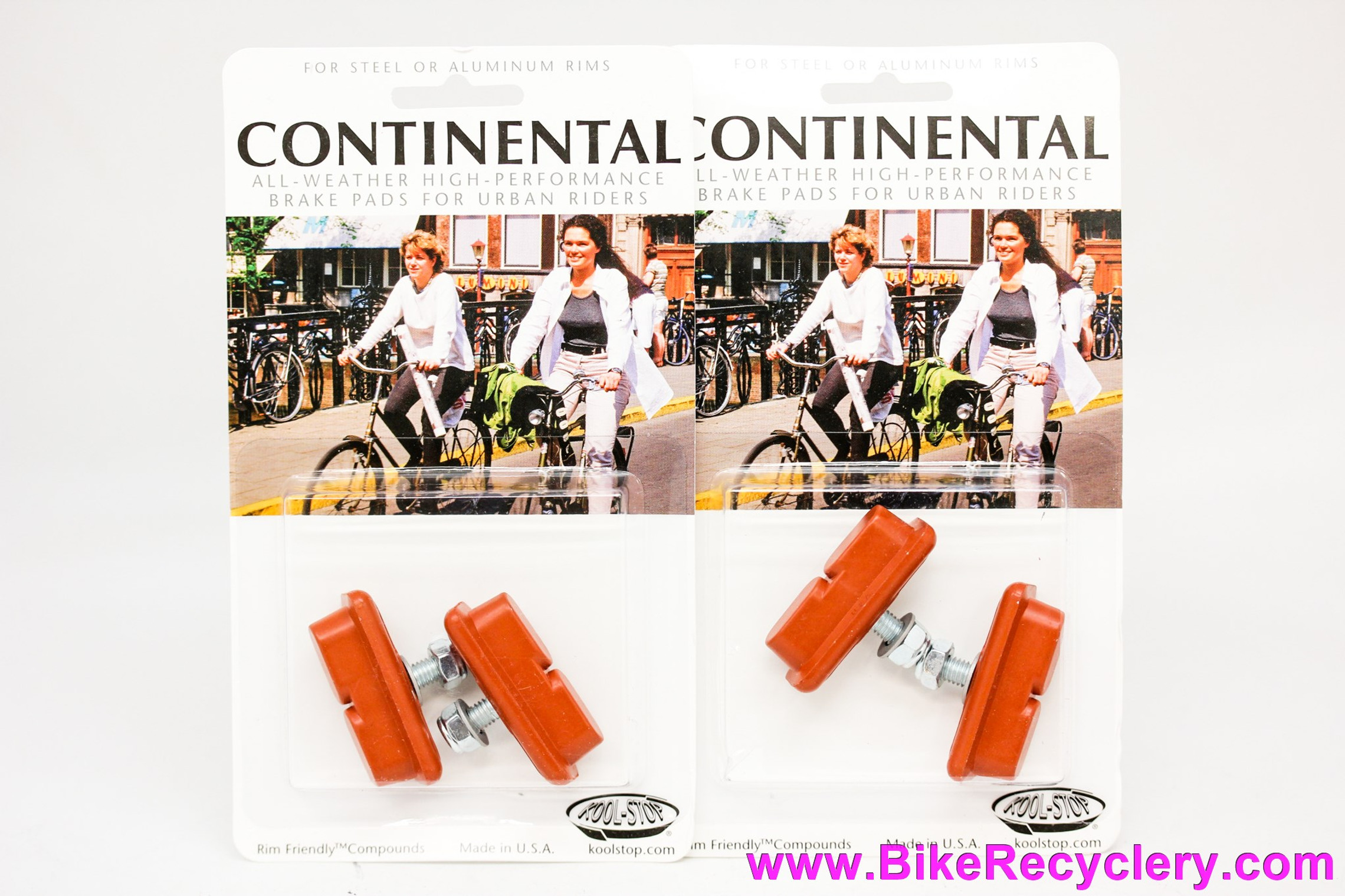 Kool Stop Continental Brake Pads: TWO PAIRS - Skyway Tuff Mags & Urban Bikes - Skyway Orange (Set of 4)