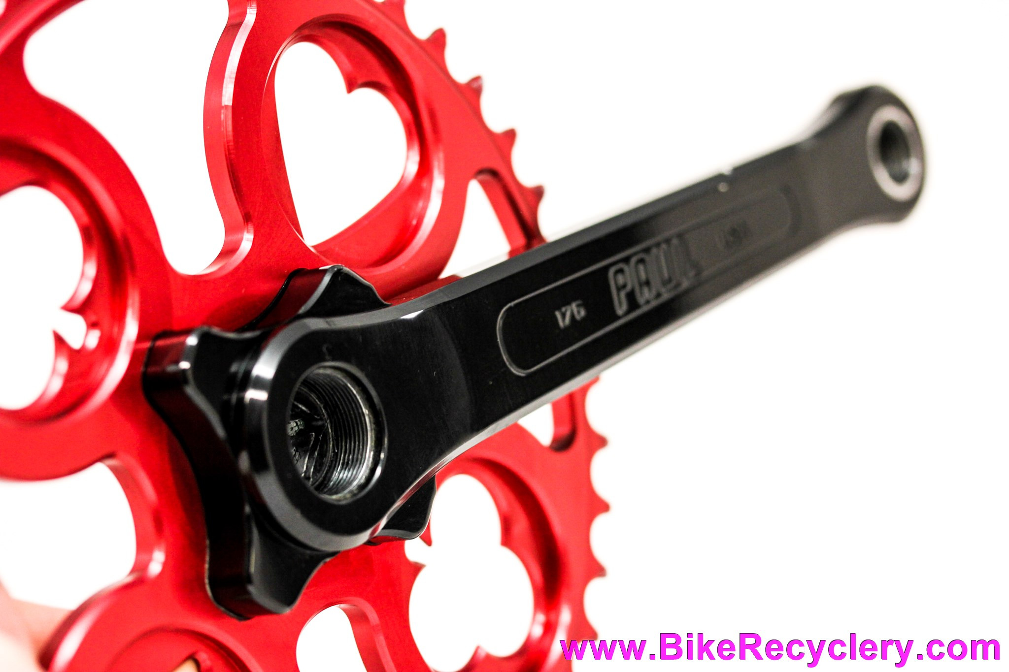 Paul Royal Flush 100% Pure Road / Track Crankset: 175mm  x 46t - Black Arms & Red Chainring (Near Mint+)