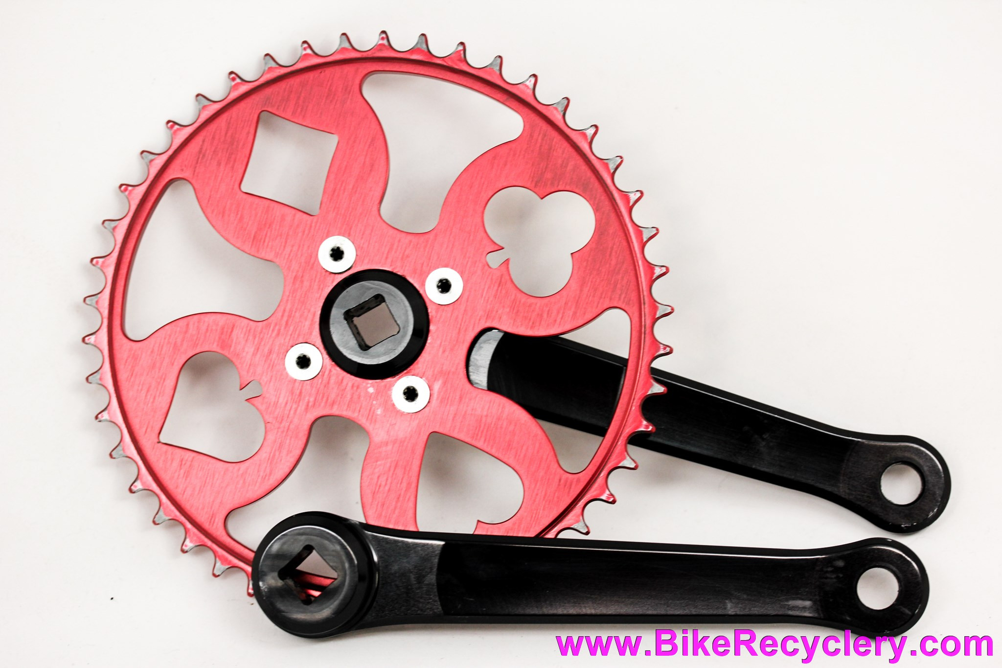 Paul Royal Flush 100% Pure Road / Track Crankset: 175mm  x 46t - Black Arms & Red Chainring (Near Mint+)