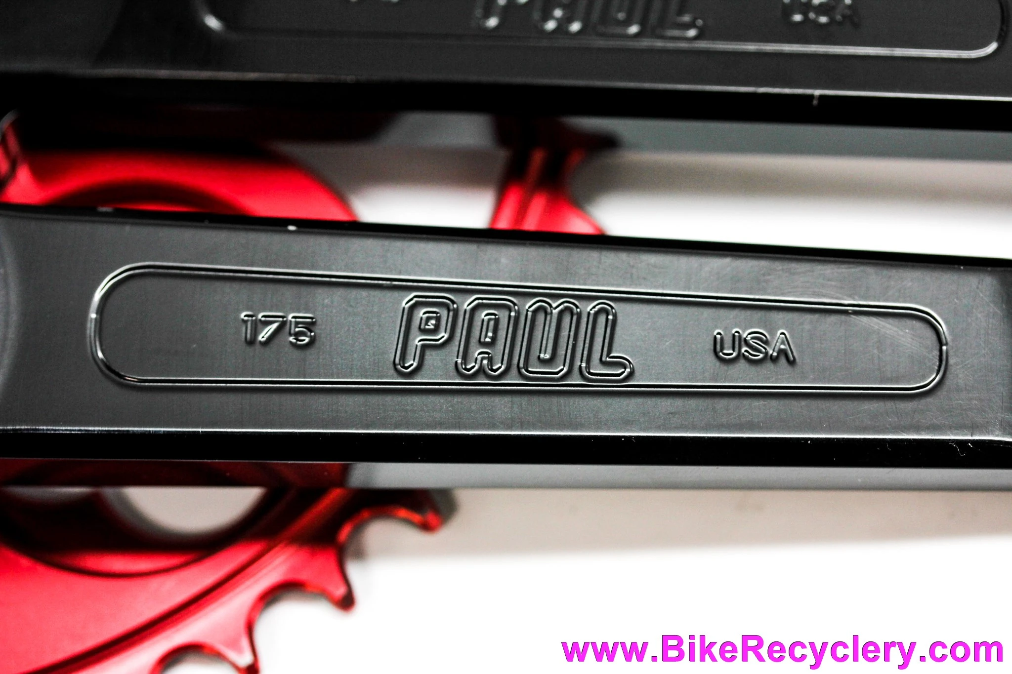 Paul Royal Flush 100% Pure Road / Track Crankset: 175mm  x 46t - Black Arms & Red Chainring (Near Mint+)