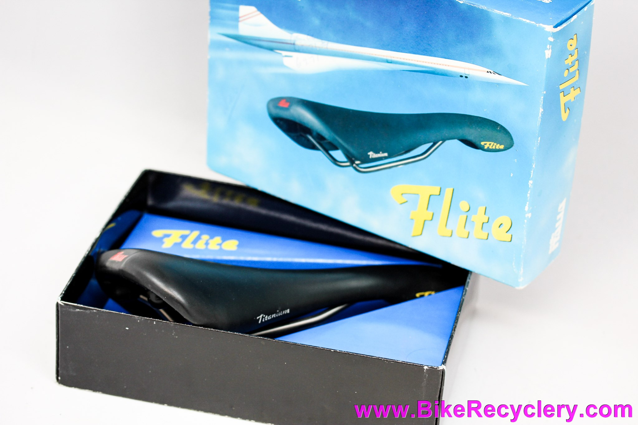 NIB 1991 Selle Italia Flite Ti Saddle: 1st Gen - Black Leather w