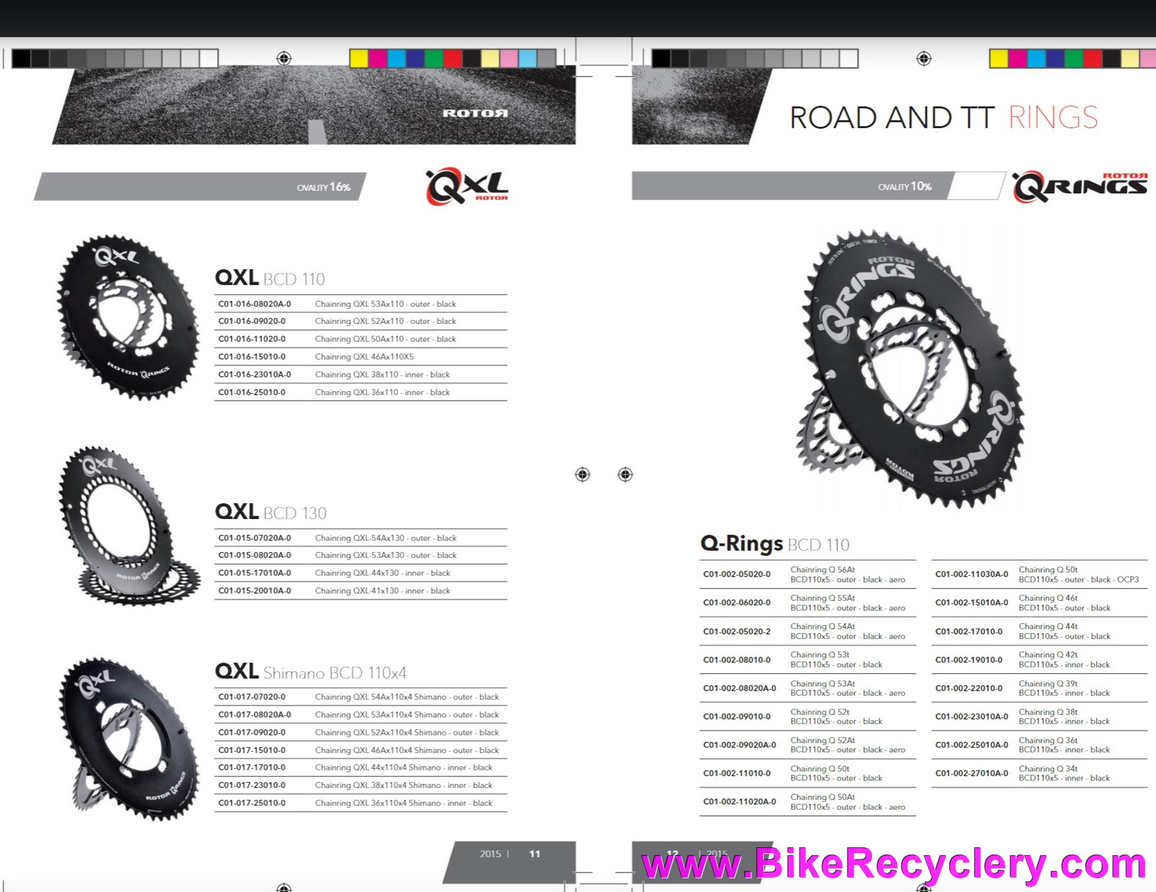 Rotor Q 53t x 110mm 5 Bolt Aero Outer Chainring: 11s - EXT B For
