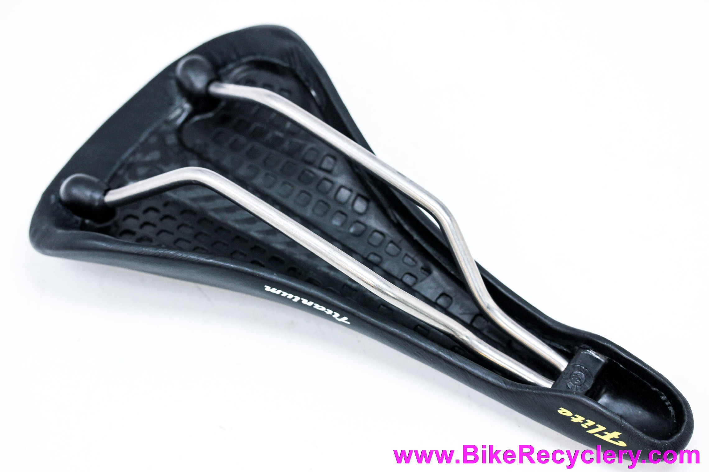 Selle Italia Flite Ti 1990 Saddle: Black Leather w/ Red & Yellow