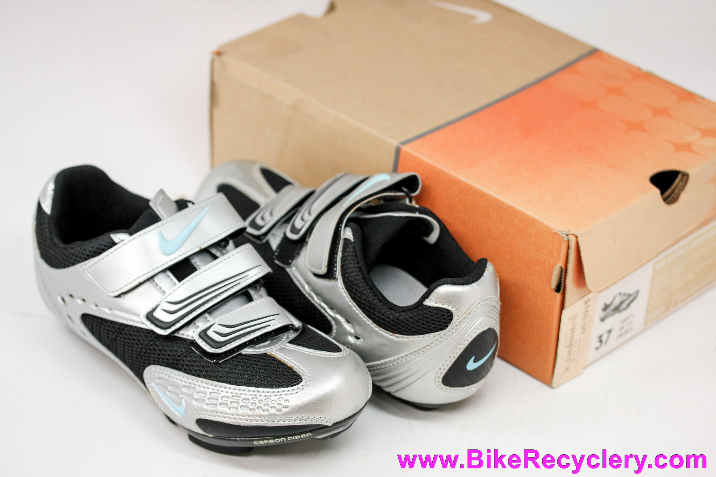 Nike Granfondo WRX Carbon Womens Road Cycling Shoes Size 37EU - Two and 3 Bolt Cleats - Walkable - Grey/Black (NEW w/stains)