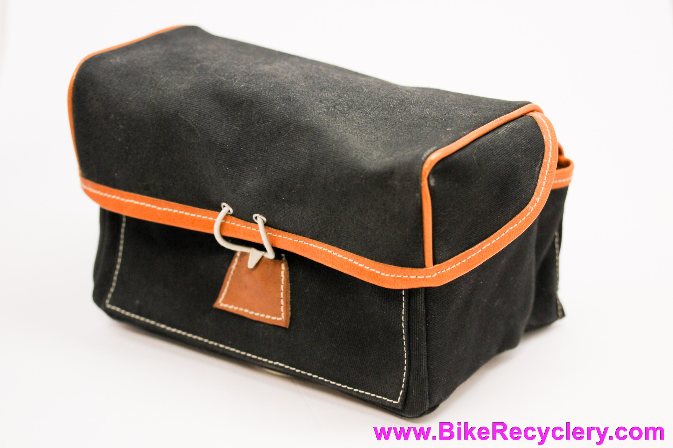 Gilles Berthoud Alex Singer Mini Handlebar Bag: Black w/ Tan